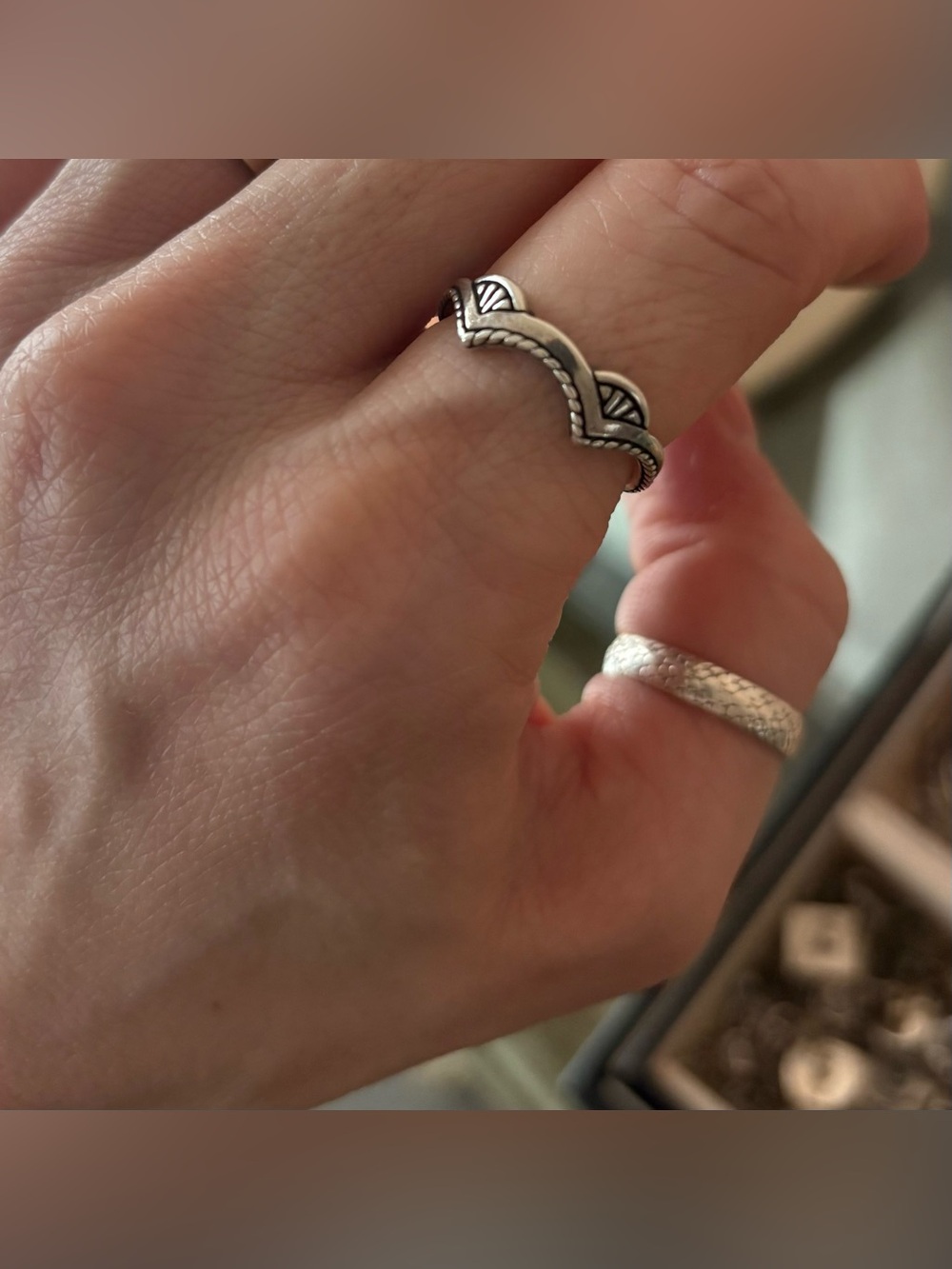 Sterling Silver Dainty Rope Border Ring